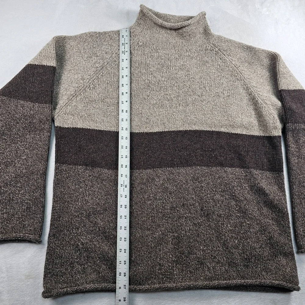 Vtg Driving Force Sweater Lambs Wool Knit Striped Mens XL Roll Neck 90s Striped